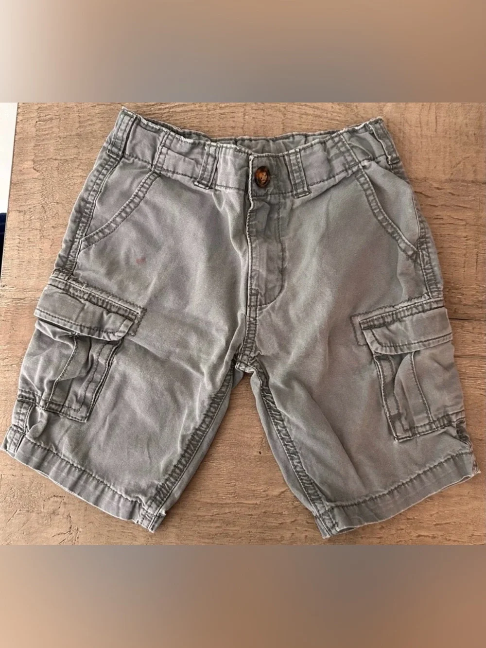 KIDS CARTERS DISTRESSED GRAY COTTON CARGO SHORTS - SIZE 5